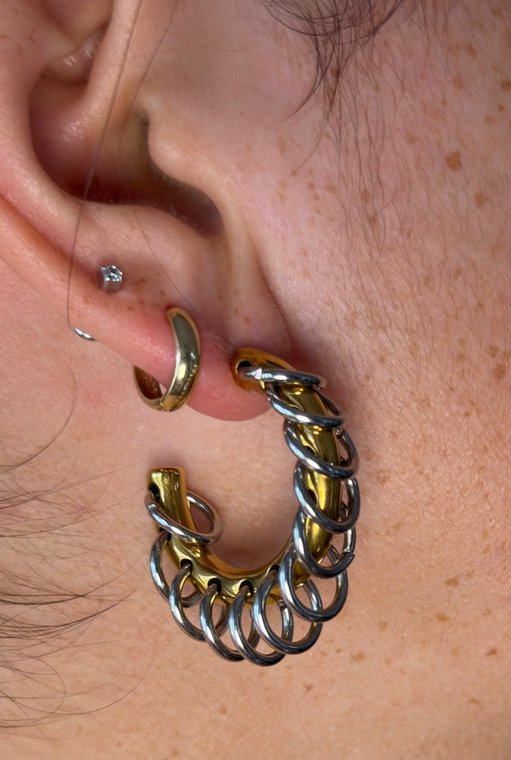 Edgy Mixed-Metal Hoops